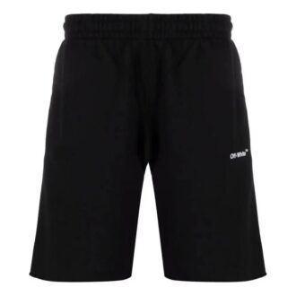 Off-White Men’ s SS22 Solid Color Logo Printing Straight Shorts Version Black