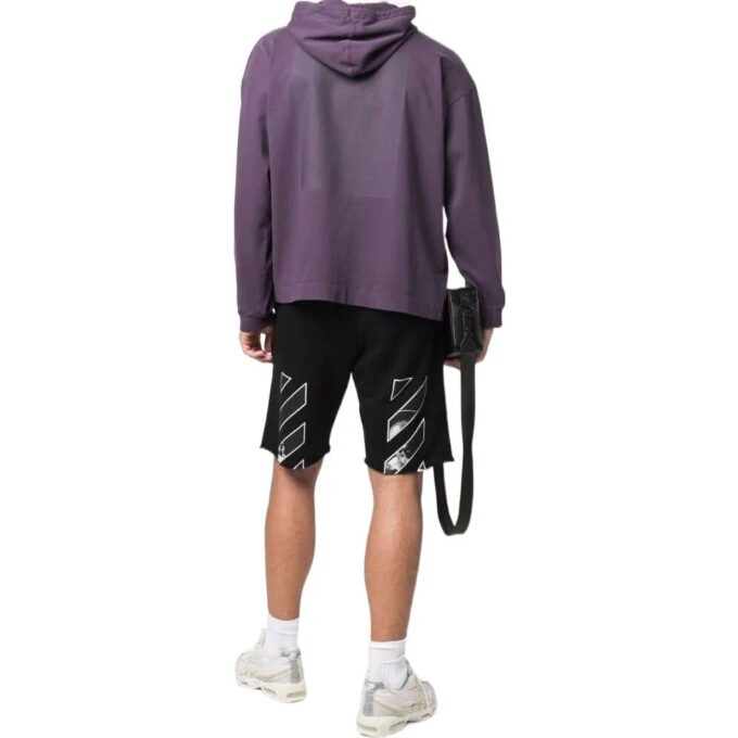 Off-White Men’ s SS22 Solid Color Logo Printing Straight Shorts Version Black