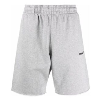 Off-White Men’ s SS22 Solid Color Logo Printing Straight Shorts Version Gray