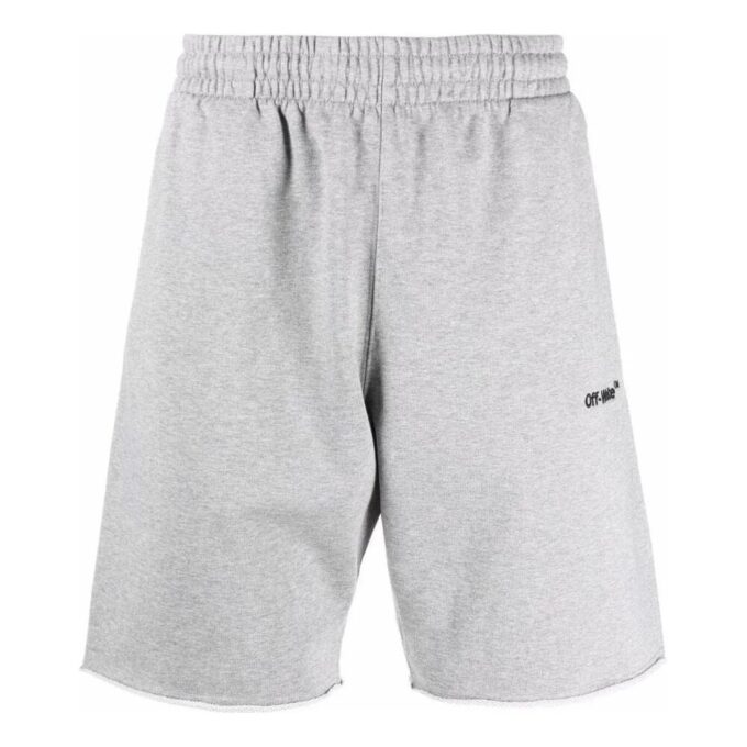 Off-White Men’ s SS22 Solid Color Logo Printing Straight Shorts Version Gray
