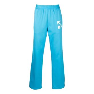 Off-White Men’ s SS22 Solid Color Logo Printing Straight Sports Pants/Trousers/Joggers Autumn Slim Fit Blue