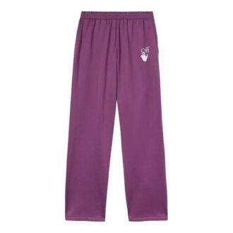 Off-White Men’ s SS22 Solid Color Logo Printing Straight Sports Pants/Trousers/Joggers Loose Fit Purple