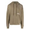 Off-White Men’ s SS22 Solid Color Logo Printing Stripe Hooded Long Sleeves Version Brown