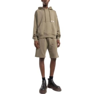Off-White Men’ s SS22 Solid Color Logo Printing Stripe Hooded Long Sleeves Version Brown