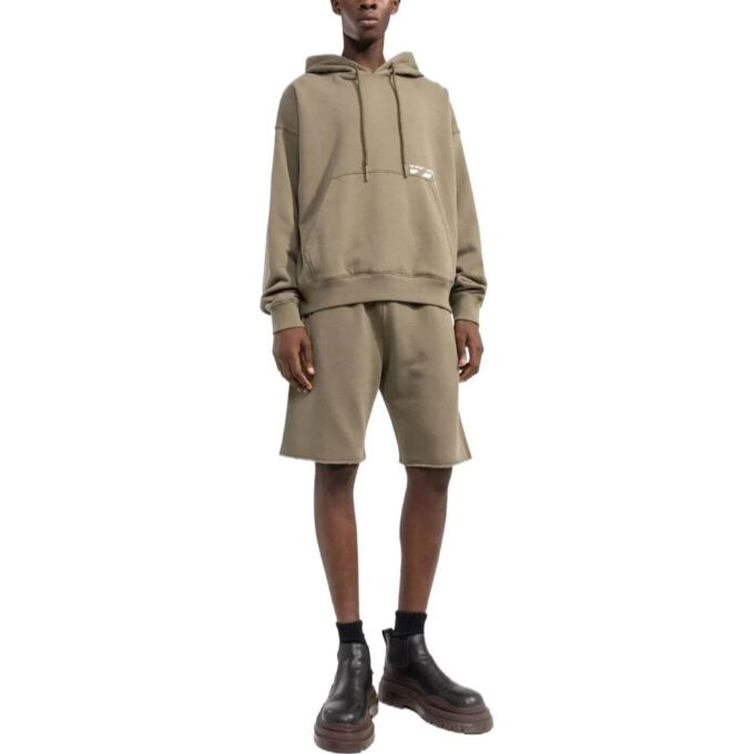 Off-White Men’ s SS22 Solid Color Logo Printing Stripe Hooded Long Sleeves Version Brown