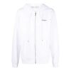 Off-White Men’ s SS22 Solid Color Logo Printing Zipper Hooded Long Sleeves Version White Jacket