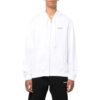 Off-White Men’ s SS22 Solid Color Logo Printing Zipper Hooded Long Sleeves Version White Jacket