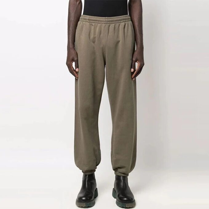Off-White Men’ s SS22 Solid Color Loose Casual Long Pants/Trousers Green
