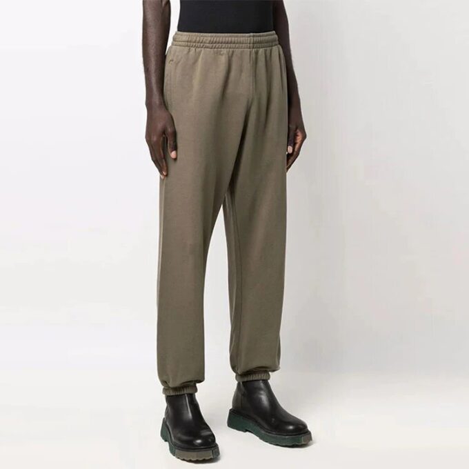 Off-White Men’ s SS22 Solid Color Loose Casual Long Pants/Trousers Green