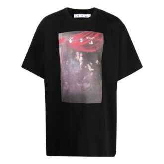 Off-White Men’ s SS22 Solid Color Pattern Printing Short Sleeve Version Black T-Shirt