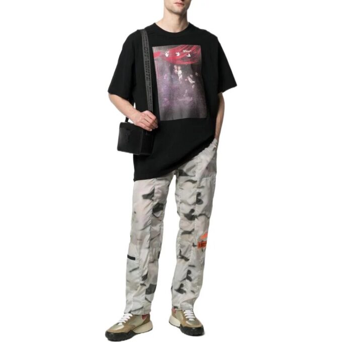 Off-White Men’ s SS22 Solid Color Pattern Printing Short Sleeve Version Black T-Shirt