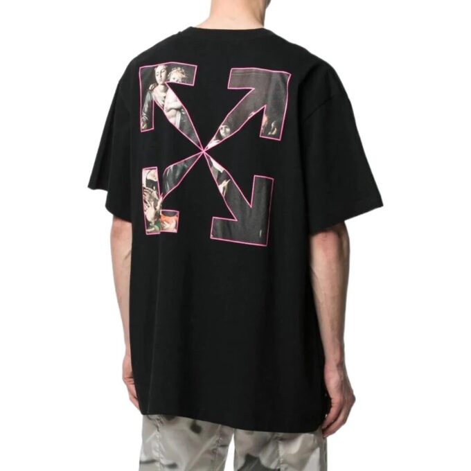 Off-White Men’ s SS22 Solid Color Pattern Printing Short Sleeve Version Black T-Shirt