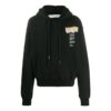 Off-White Men’ s SS22 Solid Color Printing Hooded Long Sleeves Version Black