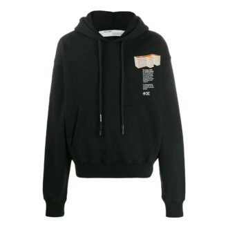 Off-White Men’ s SS22 Solid Color Printing Hooded Long Sleeves Version Black