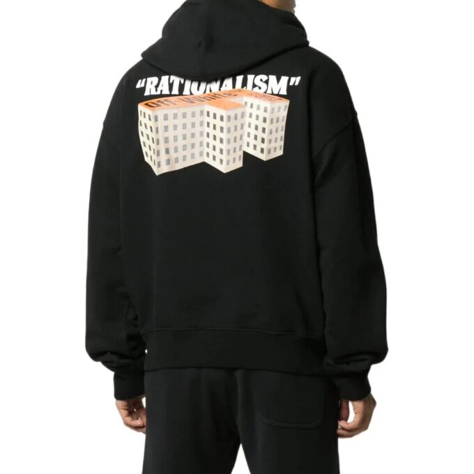 Off-White Men’ s SS22 Solid Color Printing Hooded Long Sleeves Version Black