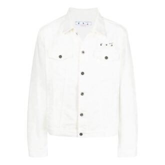 Off-White Men’ s SS22 Solid Color Printing Long Sleeves Denim Version White Jacket