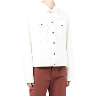 Off-White Men’ s SS22 Solid Color Printing Long Sleeves Denim Version White Jacket