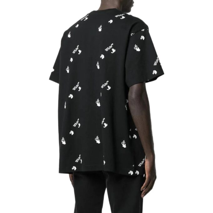 Off-White Men’ s SS22 Solid Color Round Neck Logo Printing Short Sleeve Black T-Shirt