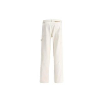 Off-White Men’ s SS22 Solid Color Straight Casual Pants/Trousers White