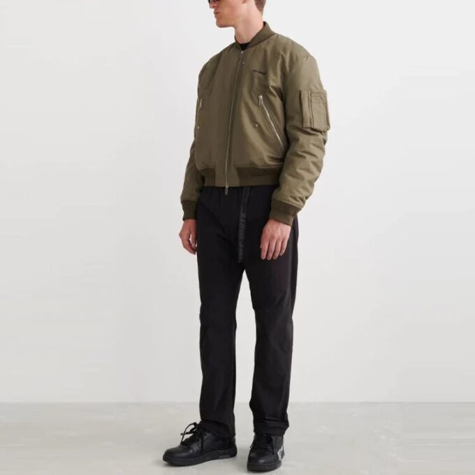 Off-White Men’ s SS22 Solid Color Straight-Leg Casual Pants/Trousers Black