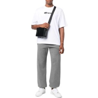 Off-White Men’ s SS22 Solid Color Stripe Drawstring Sports Pants/Trousers/Joggers Loose Fit Gray
