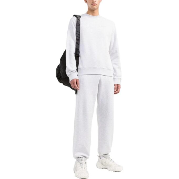 Off-White Men’ s SS22 Solid Color Stripe Printing Round Neck Long Sleeves Version White