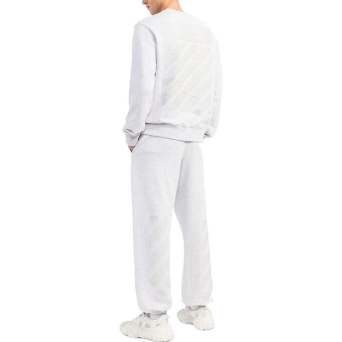 Off-White Men’ s SS22 Solid Color Stripe Printing Round Neck Long Sleeves Version White
