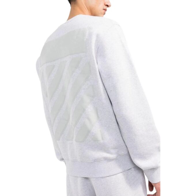 Off-White Men’ s SS22 Solid Color Stripe Printing Round Neck Long Sleeves Version White