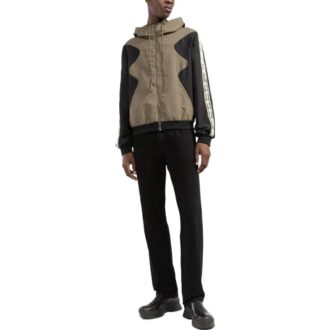 Off-White Men’ s SS22 Splicing Contrasting Colors Casual Hooded Jacket Version Khaki