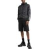 Off-White Men’ s SS22 Splicing Retro Sports Logo Jacquard Zipper Hooded Jacket Black