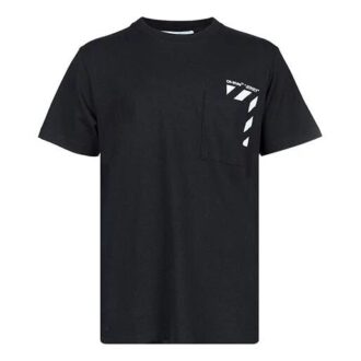 Off-White Men’ s SS22 Stripe Alphabet Printing Short Sleeve Version Black