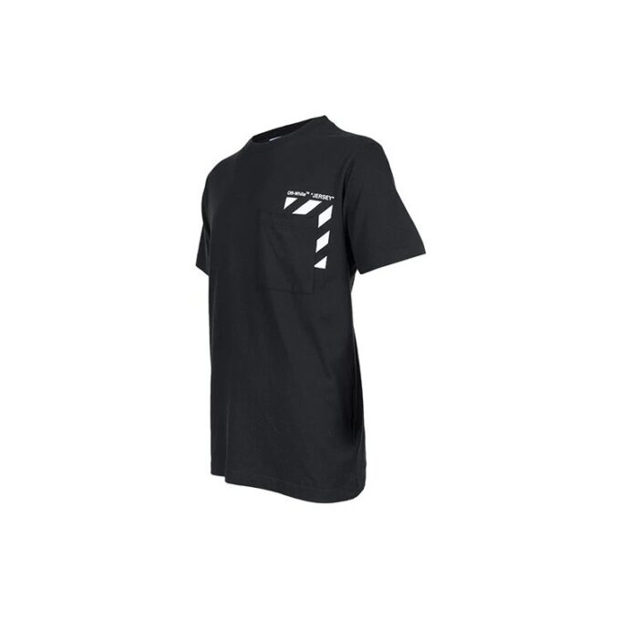 Off-White Men’ s SS22 Stripe Alphabet Printing Short Sleeve Version Black