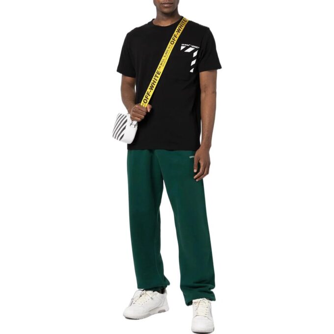Off-White Men’ s SS22 Stripe Alphabet Printing Short Sleeve Version Black