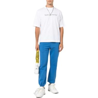 Off-White Men’ s SS22 Stripe Logo Printing Casual Sports Pants/Trousers/Joggers Version Blue