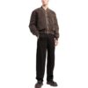 Off-White Men’ s SS22 Stripe Printing Zipper Long Sleeves Jacket Loose Fit Brown