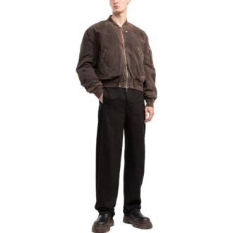 Off-White Men’ s SS22 Stripe Printing Zipper Long Sleeves Jacket Loose Fit Brown