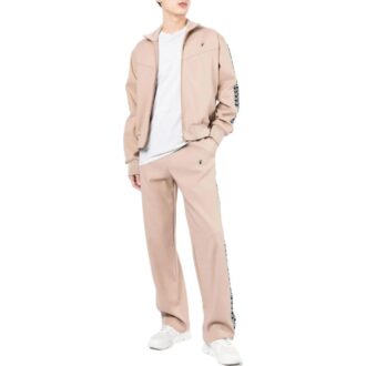 Off-White Men’ s SS22 Stripe Splicing High Collar Zipper Long Sleeves Version Khaki Jacket