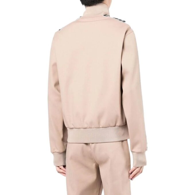 Off-White Men’ s SS22 Stripe Splicing High Collar Zipper Long Sleeves Version Khaki Jacket