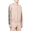 Off-White Men’ s SS22 Stripe Splicing High Collar Zipper Long Sleeves Version Khaki Jacket