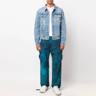 Off-White Men’ s SS22 Tie Dye Cargo Casual Long Pants/Trousers Blue