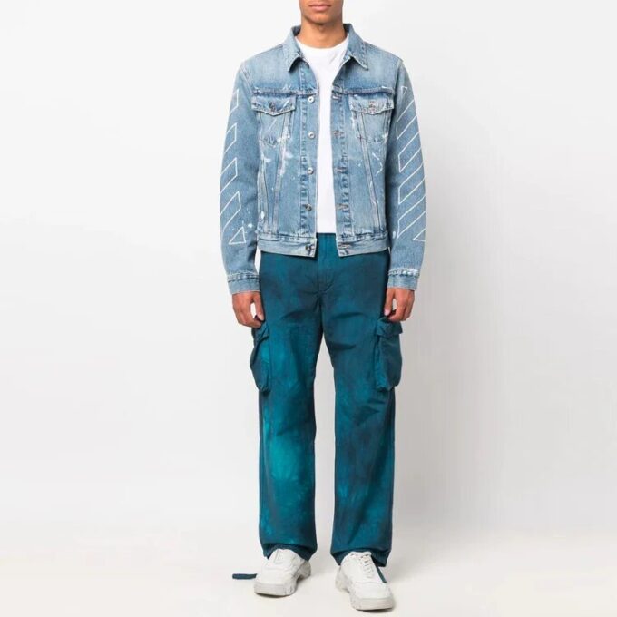 Off-White Men’ s SS22 Tie Dye Cargo Casual Long Pants/Trousers Blue