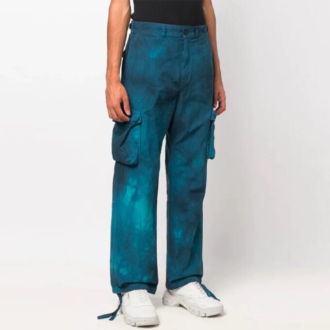 Off-White Men’ s SS22 Tie Dye Cargo Casual Long Pants/Trousers Blue