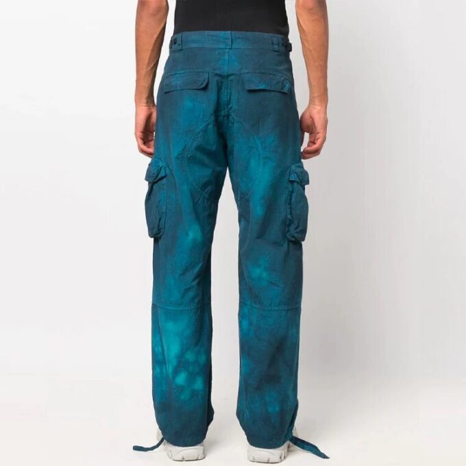 Off-White Men’ s SS22 Tie Dye Cargo Casual Long Pants/Trousers Blue