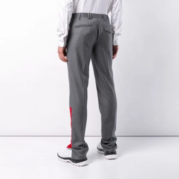 Off-White Men’ s Stripe Pattern Casual Long Pants/Trousers Slim Fit Gray