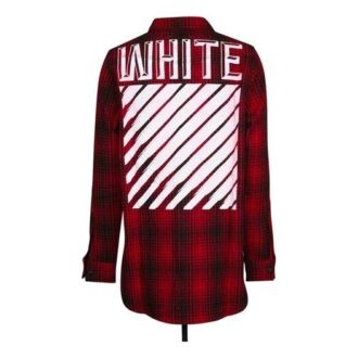 Off-White Men’ s Stripe Plaid Red Shirt