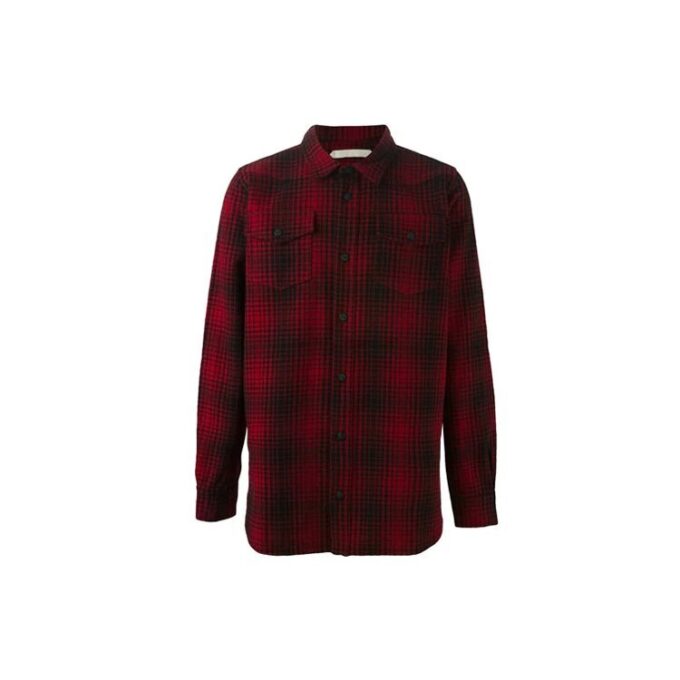 Off-White Men’ s Stripe Plaid Red Shirt