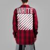 Off-White Men’ s Stripe Plaid Red Shirt