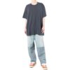 Off-White Men’ s Stripe Printing Short Sleeve Loose Fit Navy Blue T-Shirt