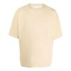 Off-White Men’ s Stripe Round Neck Short Sleeve Beige T-Shirt