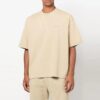 Off-White Men’ s Stripe Round Neck Short Sleeve Beige T-Shirt